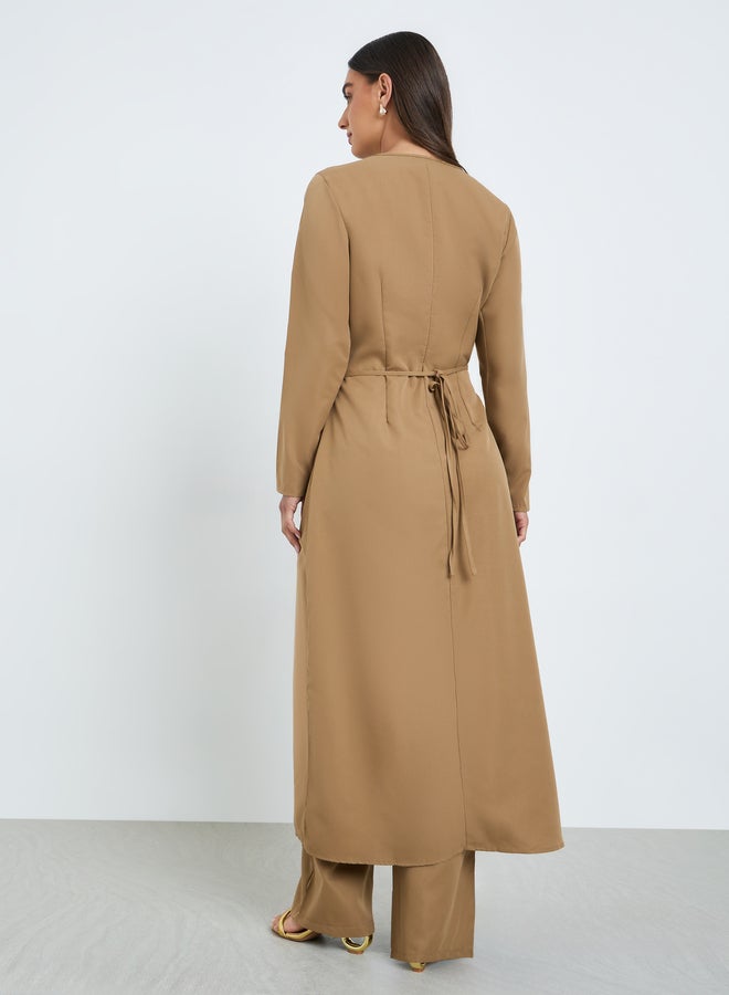 Styli Women Metal Button Accent Long Top and Pants Co-Ords - Image 4